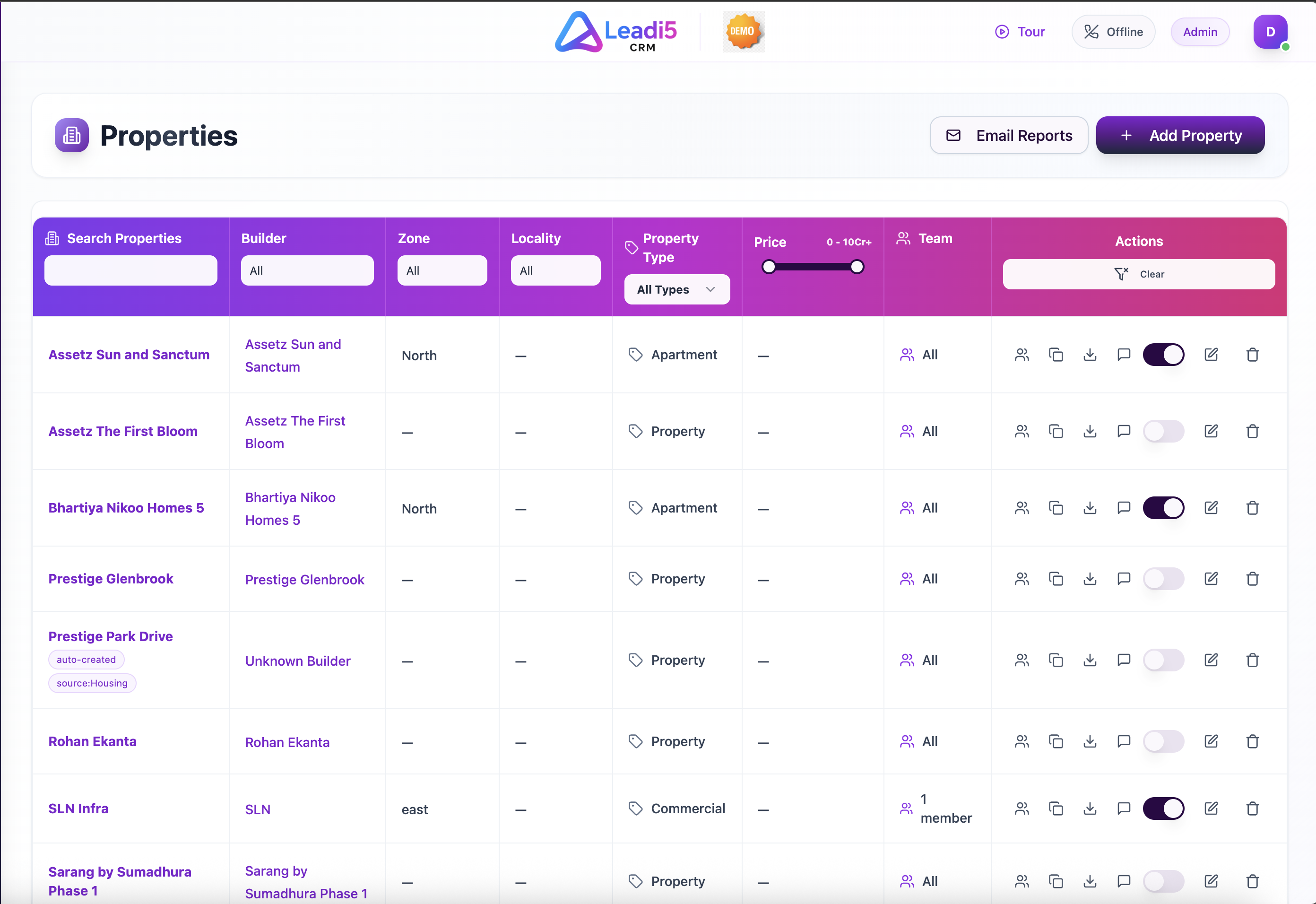 Leadi5 property catalog with buyer preference matching